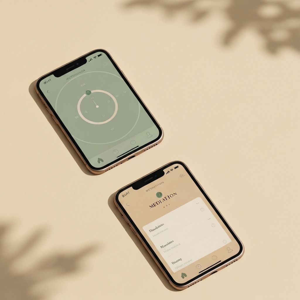 Lattice meditation app screens on two iPhones against a soft background
